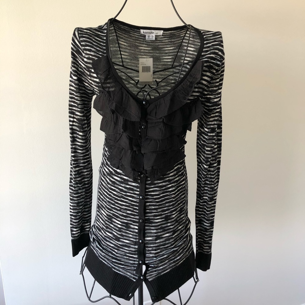 Cardigan black and white Kensie Size S - Picture 1 of 7